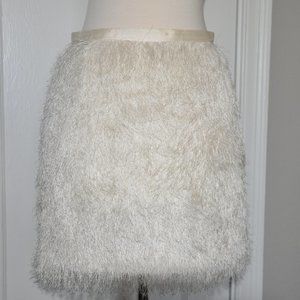 Top Quality! Ostrich "Feather" Mini Skirt Vegan XS - Ivory